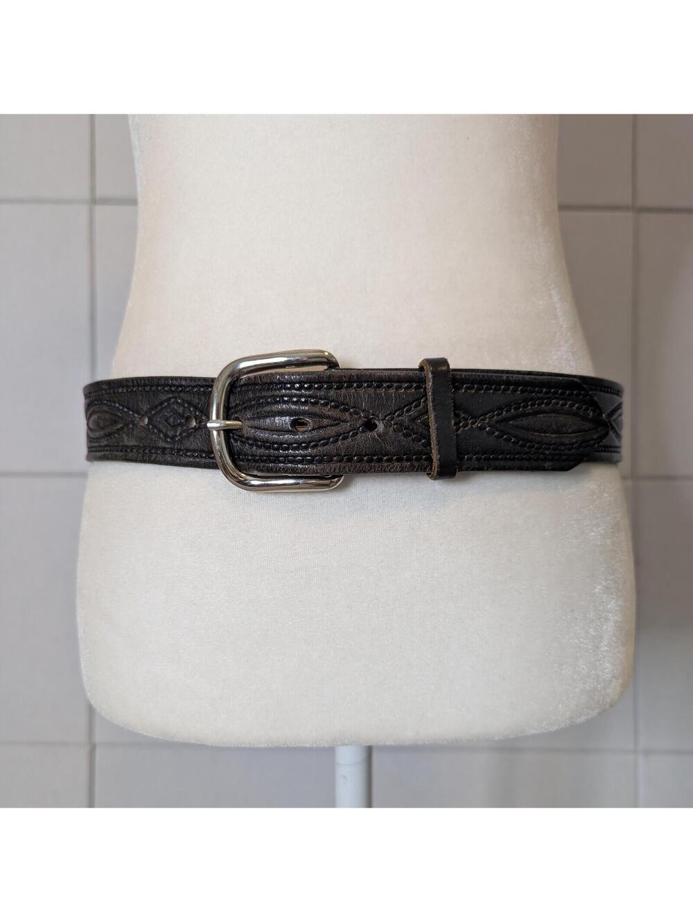 Vintage southwestern tooled bridle leather belt
